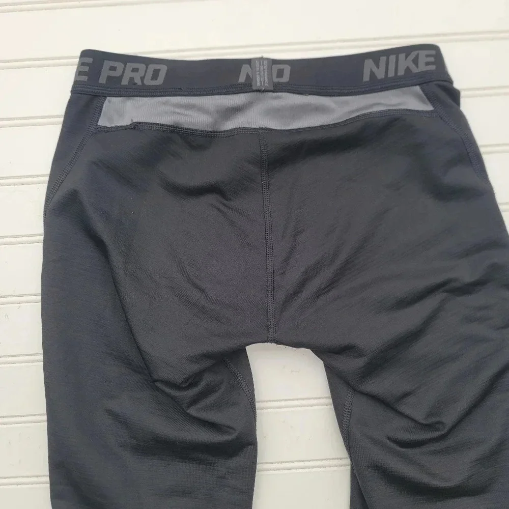 Nike Pants Boys Black Gray Pro Dri-Fit Tights Compression Youth Sz L L